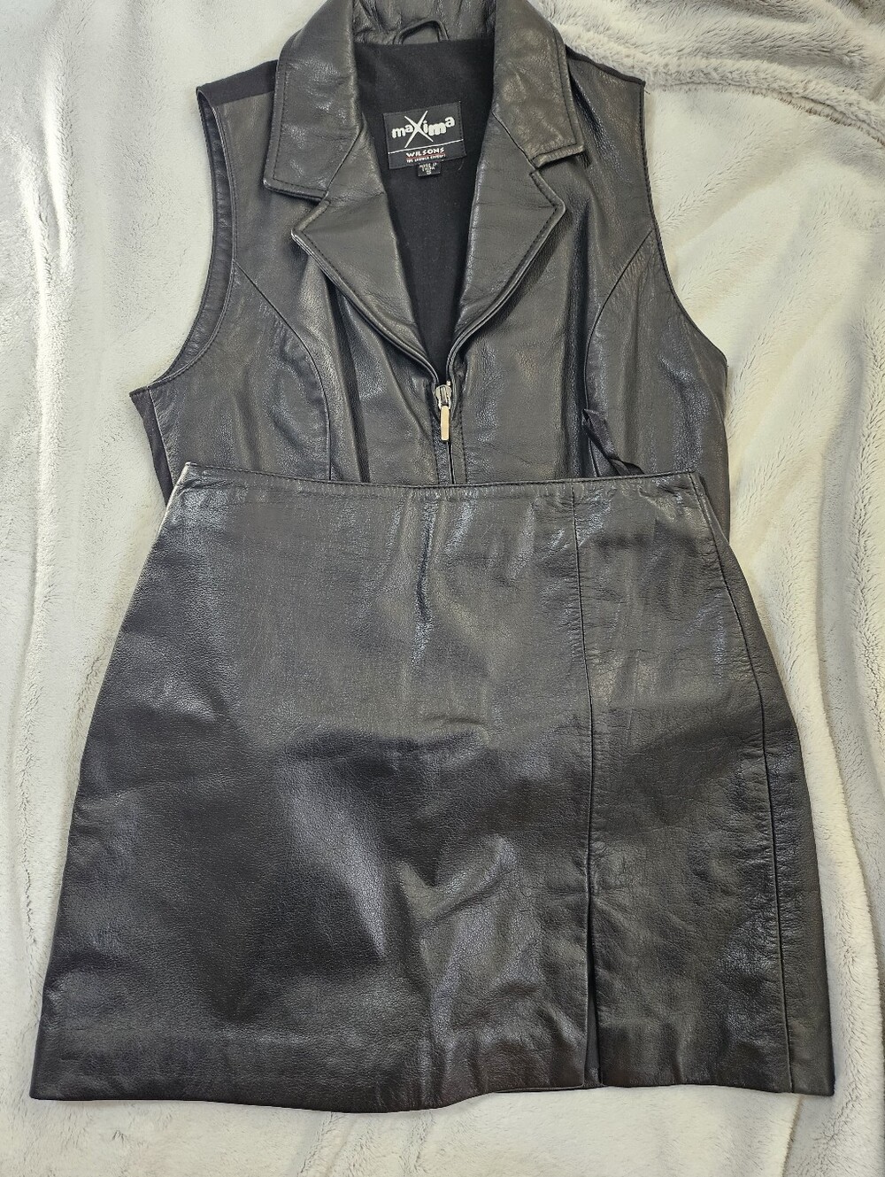 Maxima Wilsons Y2K Leather Vest Skirt Set S